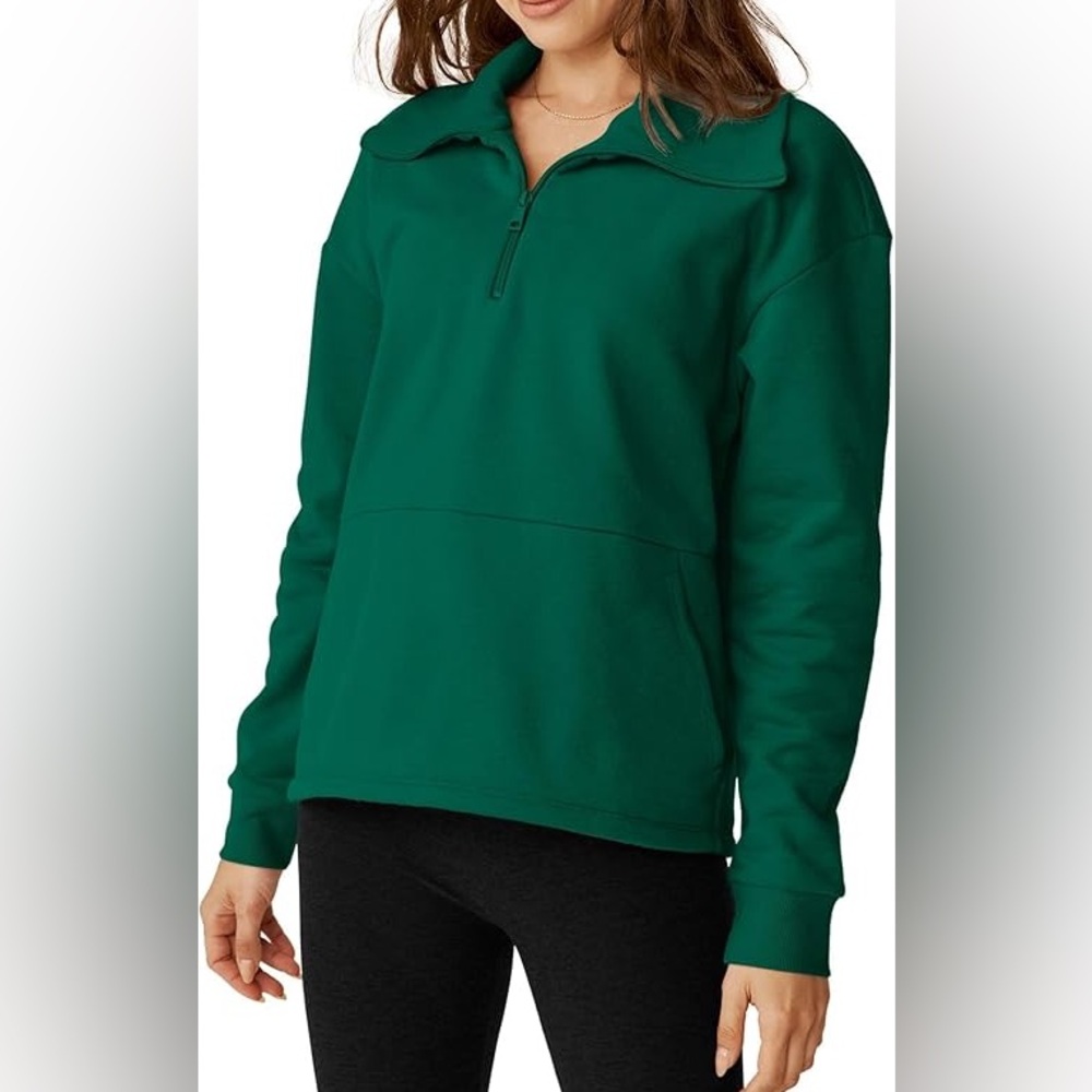 Beyond Yoga Emerald Green Quarter Zip Sweatshirt